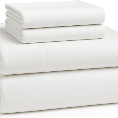 100% Cotton Queen Sheet Set, Brushed Soft, 15" Deep Pocket, White