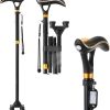 Smart Folding Walking Cane for Seniors – LED Light, Alarm, Adjustable, USB Rechargeable