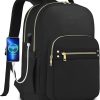 Laptop Backpack for Women - 17.3" School Backpack with USB Port, Waterproof Black
