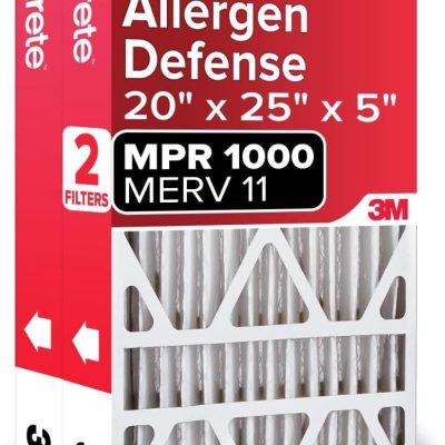 20x25x5 MERV 11 AC Furnace Air Filter, Allergen Defense, 2-Pack
