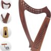 12-String Irish Celtic Harp, Rosewood, Nylon Strings, 18" Tall with Tuning Key