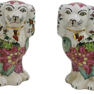 Hand-Painted Porcelain Spaniel Dog Figurines – 5.9" Pair for Décor & Collectibles