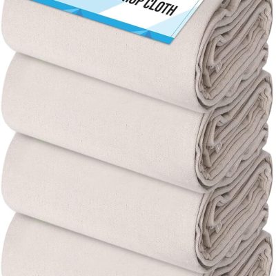 Canvas Drop Cloth 6'x9', Pack of 4, Thick Double-Stitched Tarp for Painting