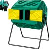 43 Gallon Dual Chamber Compost Tumbler, Heavy Duty Outdoor Rotating Composter, Green