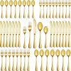 60-Pc Gold Silverware Set for 12, Stainless Steel Flatware Cutlery