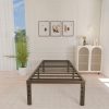 Metal Twin Bed Frame 16" Tall, Black Steel Slats, Heavy Duty, No Box Spring