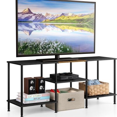 50" TV Stand Black – Living Room Entertainment Center with Storage