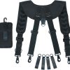 Leather Work Belt Suspenders for Construction & Electrical Trades (Black)