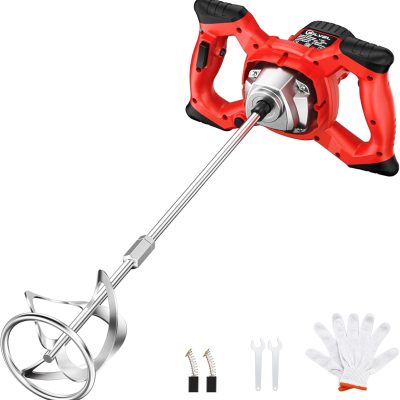 2400W Electric Cement Mixer, 6-Speed Portable Concrete & Mortar Mixer, 110V
