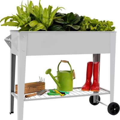 Outdoor Raised Garden Bed Planter Box with Legs & Wheels