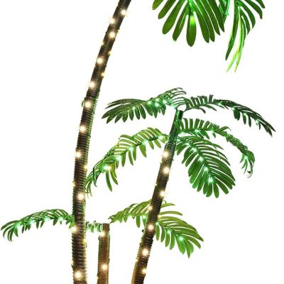 6FT Lighted Palm Tree, LED Faux Tropical Decoration for Outdoor Yard, Patio