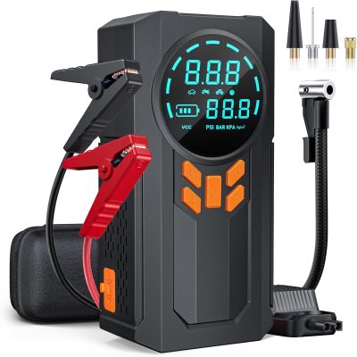 5000A Jump Starter with Air Compressor, 160PSI, for 12V Cars, LED & LCD Display