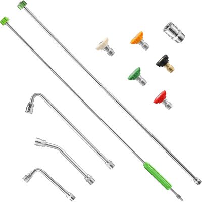 Pressure Washer Extension Wand 120", Curved Rods, 5 Nozzles, 1/4" Quick Connect