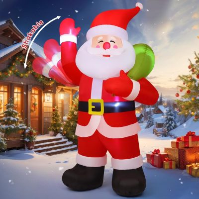 9FT Inflatable Santa, Outdoor Christmas Yard Decor with LED Lights