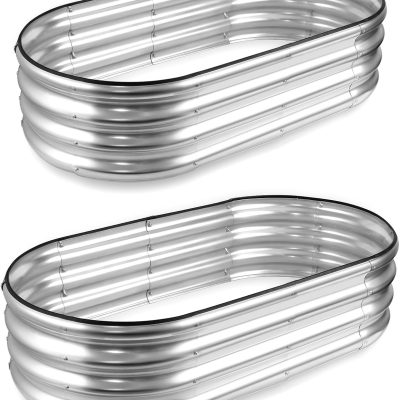 2-Pack Galvanized Raised Garden Beds 4×2×1ft for Vegetables & Flowers