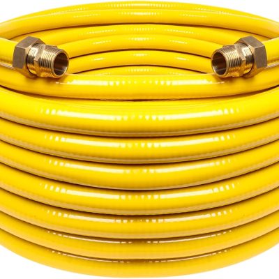 70ft 1/2" CSST Flexible Gas Line Kit, Stainless Steel Hose with 2 Male Adapters