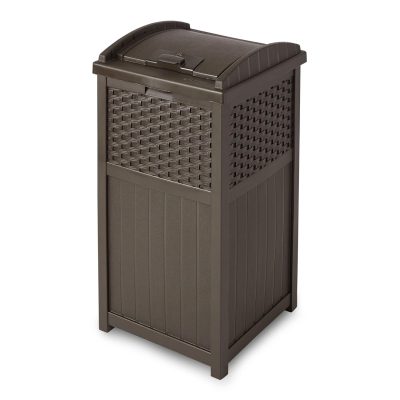 33 Gal Outdoor Trashcan with Lid, Commercial Hideaway for Garage & Backyard