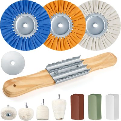 12 Pc 8" Airway Polishing Wheel Kit with Buffing Pads & Compounds for Metal