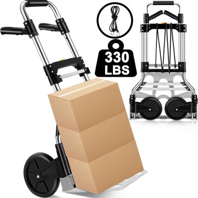 Folding Hand Truck Dolly – 330 LB Capacity, Aluminum, Portable