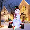 6FT Christmas Inflatable, Snowman & Penguins with Rotating LED Lights, Outdoor Yard Decor