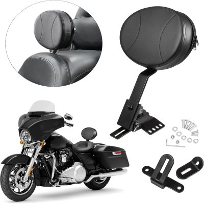Adjustable Rider Backrest Kit for Harley Touring 1997-2024, Plug-In Compatible