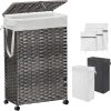 70L Slim Rolling Laundry Hamper with Lid, Wheels, 2 Liners & 3 Mesh Bags, Grey