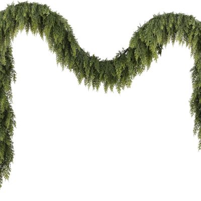 9FT Realistic Cedar Christmas Garland, Thick Pine Faux Green Garland for Indoor/Outdoor