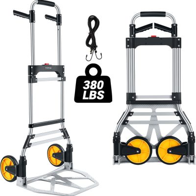 380LB Folding Hand Truck, Heavy Duty Aluminum Dolly with Wheels & Telescoping Handle