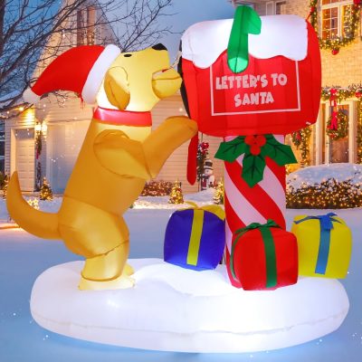5FT Inflatable Dog & Newspaper Box, Outdoor Christmas Yard Decor with LEDs