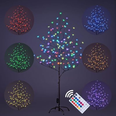 Cherry Blossom Lighted Tree 5 Feet, RGB with Remote Control, 16 Color-Changing ModesCherry Blossom Lighted Tree 5 Feet, RGB with Remote Control, 16 Color-Changing Modes