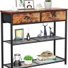 30" Entryway Console Table with 2 Drawers & Storage Shelf, Rustic Brown