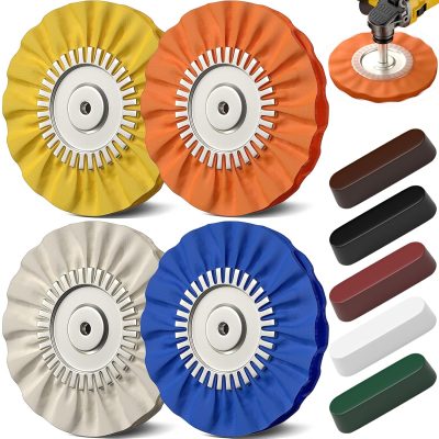 8" Airway Buffing Wheel Kit for Angle Grinders, 9PCS Polishing Set