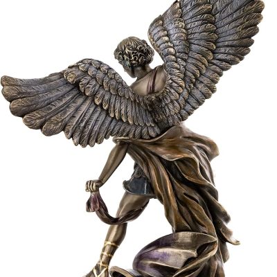 St. Michael Statue 14.5" – Angel Defeating Lucifer Bronze Collectible Figurine