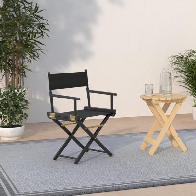 Director's Chair Black Frame & Canvas, 18" Classic Height