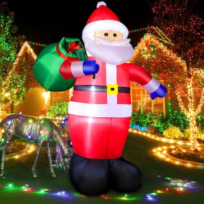 8FT Inflatable Santa Claus with Gifts, LED Lights, Outdoor Christmas Yard Decor