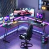 L-Shaped Gaming Desk with Monitor Riser, 51" Corner PC Desk for Home Office