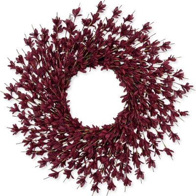 26" Realistic Fall Wreath for Door, Autumn Thanksgiving Halloween Decor, Wine Red