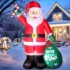 8FT Inflatable Santa with Candy & Gift Bag, LED Outdoor Christmas Decor