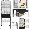 59.3" Rolling Wrought Iron Bird Cage with Stand for Parakeets, Cockatiels & Small Birds