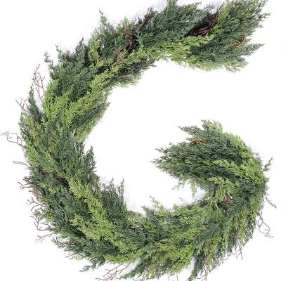 6ft Real Touch Cedar Christmas Garland, Thick Greenery for Mantle & Outdoor Decor