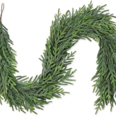 9FT Christmas Pine Garland, Real Touch Cedar, Indoor/Outdoor Mantel & Stair Decor