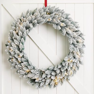 36" Pre-Lit Christmas Wreath with 50 Lights & Timer for Front Door