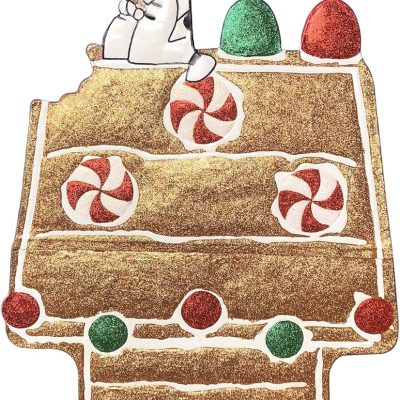 Peanuts Snoopy Gingerbread House Outdoor Christmas Yard Decor, Metal