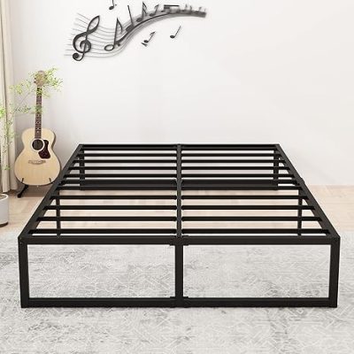 14" Queen Bed Frame – Heavy Duty Metal Platform, No Box Spring Needed