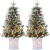 3Ft Pre-Lit Artificial Tree with 78 Lights, Timer & Berries, Tabletop Decor