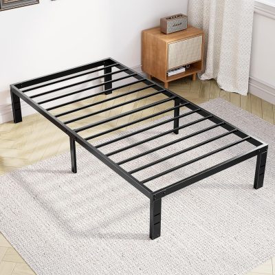 Twin Metal Platform Bed Frame – Steel Slats, No Box Spring, Storage Ready
