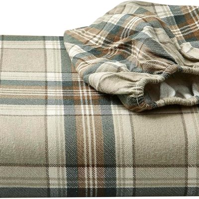 Eddie Bauer Queen Cotton Flannel Sheets, Soft & Cozy Bedding Set, Edgewood Plaid