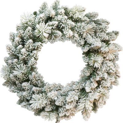 24" Flocked Spruce Wreath with 110 Tips